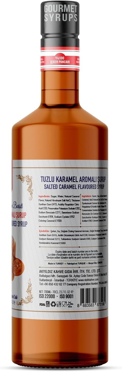 Nish Tuzlu Karamel Aromalı Şurup 700 ML - Cam Şişe