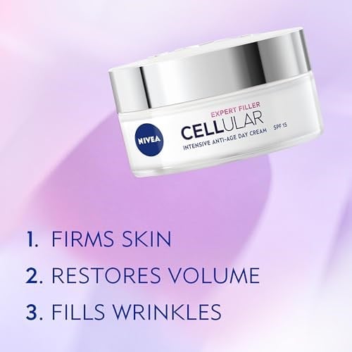 NIVEA Cellular Expert Filler Yoğun Yaşlanma Karşıtı Gündüz Bakım Yüz Kremi 50 ml, Hyaluronik Asit ve Folik Asit, SPF15 Güneş Koruması - Seçenekler: Tek Ebat (3 paketi), Tek Ebat