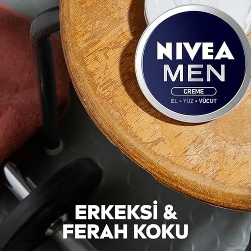 NIVEA MEN Erkek Bakım Kremi 75 ml, El, Yüz ve Vücut Nemlendirici Krem, Hızlı Emilir, Yapışkan His Bırakmaz, E vİtamini, Tüm Cilt Tipleri