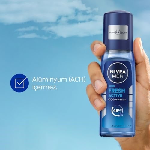 NIVEA MEN Erkek Pump Sprey Deodorant Fresh Active 75ml, Ter Ve Ter Kokusuna Karşı 48 Saat Koruma