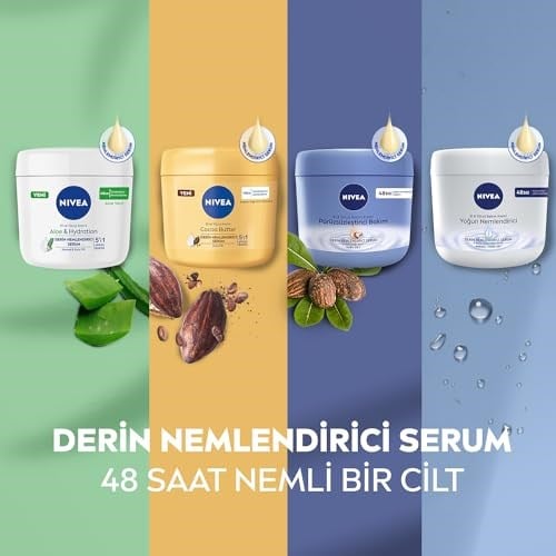 NIVEA Nemlendirici El ve Vücut Bakım Kremi Pürüzsüzleştirici 400 ml, Kuru Ciltler,48 Saat Yoğun Nemlendirme,Shea Yağı