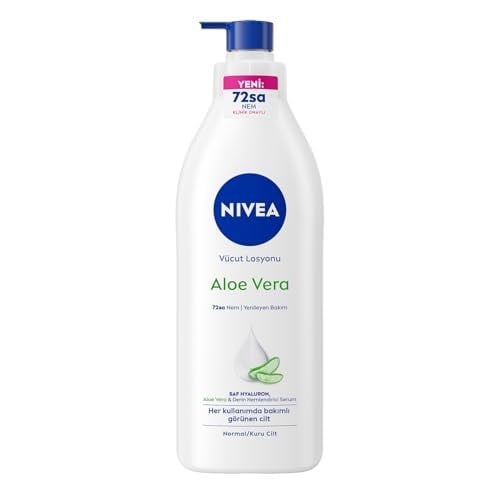 NIVEA Vücut Losyonu Aloe Vera 400 ml, Normal ve Kuru Ciltler için,72 Saat Nemlendirici,Hyaluron,Aloe Vera,Yenileyici Bakım