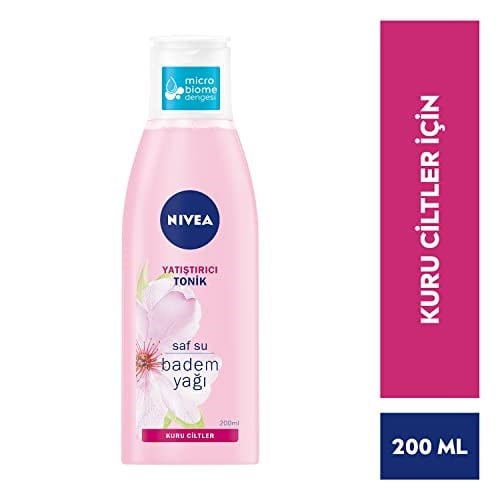 NIVEA Yatıştırıcı Kuru Ciltler, Yüz Temizleme, Saf Su ve Badem Yağı Tonik (200 ml)