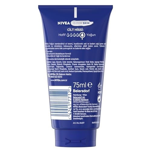 NIVEA Yoğun Nemlendirici El Kremi 72 ml, Hızlı Emilir, Hyaluronik Asit,Badem Yağı, Kuru Ciltler
