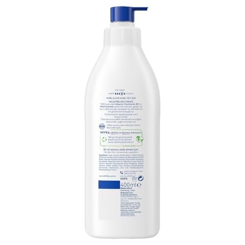 NIVEA Yoğun Nemlendirici Repair & Care Vücut Losyonu 400ml, 72 Saat Nemlendirime, Kaşıntılı ve Hassas Ciltlere Özel, Onarıcı, Gliserin,Pro Vitamin B5,Niasinamid,Kuru Ciltler