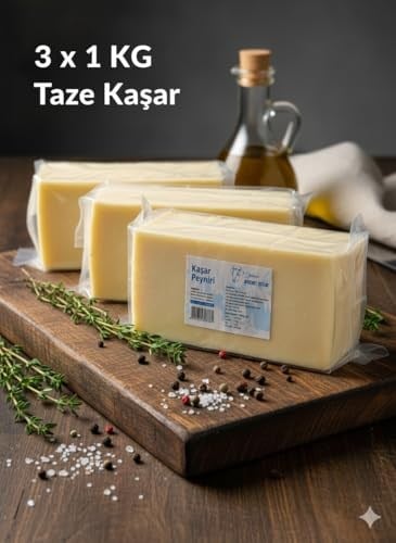 Niyazibey Ciftliği Doğal Taze Kaşar Peynir 3 KG Köy Sütünden Geleneksel Katkısız Koruyucusuz Yapım