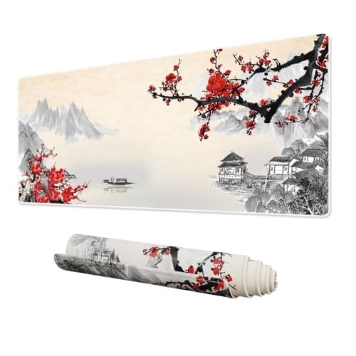 [NJ-BQ30-V1H0] Klasse Pro - 10 Farklı Model Dikişli Kenar 90x40 cm Oyuncu Gaming Mouse Pad (Cherry Blossom, 90x40 cm)