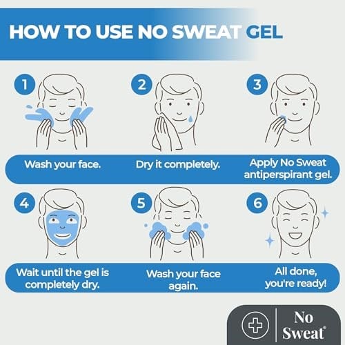 No Sweat Antiperspirant Gel 50 ML - Yüz-Boyun-Ense Terlemesine Karşı Koruma- Aşırı Terlemeye Yardımcı Jel -Spor Yaparken Kullanıma Uygun-Yüz Parlamasını Önlemeye Yardımcı-Makyaj Öncesi Kullanılabilir.