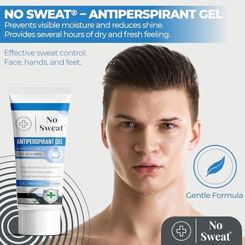 No Sweat Antiperspirant Gel 50 ML - Yüz-Boyun-Ense Terlemesine Karşı Koruma- Aşırı Terlemeye Yardımcı Jel -Spor Yaparken Kullanıma Uygun-Yüz Parlamasını Önlemeye Yardımcı-Makyaj Öncesi Kullanılabilir.