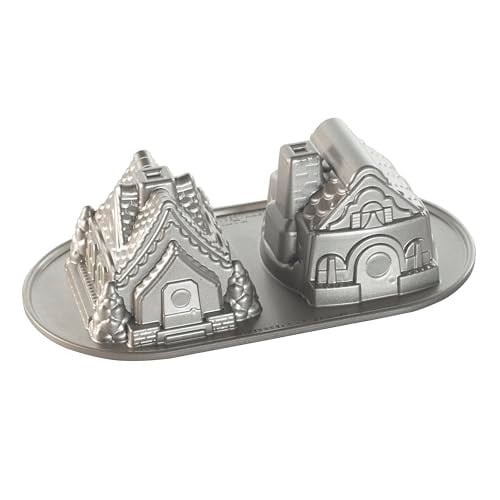 Nordic Ware Düet tavası zencefilli kurabiye evi, alüminyum, gümüş, 5 kap