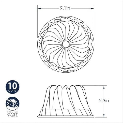 Nordicware kek kalıbı yuvarlak pasta, alüminyum döküm, gümüş, 22,9 x 22,9 x 13,5 cm