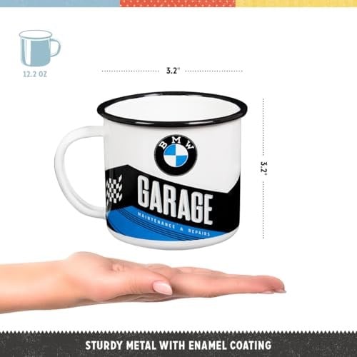 Nostalgic-Art Retro emaye fincan, 360 ml, orijinal lisanslı ürün (OLP), BMW – Garaj – BMW aksesuar hayranları için hediye fikri, kamp kupası, vintage tasarım
