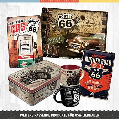 Nostalgic-Art Retro kahve kupası, 330 ml, Route 66 Bike Map – ABD hayranları için hediye fikri, seramik fincan, vintage tasarım | Kahve için seramik kupa, vintage tasarım, ABD hayranları için hediye f