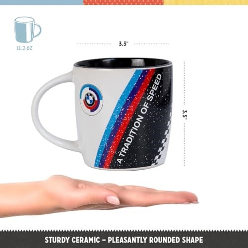 Nostalgic-Art Retro kahve kupası, 330 ml, orijinal lisanslı ürün (OLP), BMW Motorsport – Tradition Of Speed – BMW aksesuar hayranları için hediye fikri, seramik fincan, vintage tasarım