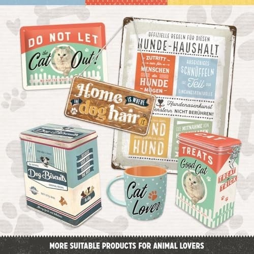 Nostalgic-Art Retro Saklama Kabı XL, 4 l, Cat Food – Kedi Sahipleri için Hediye Fikri, Kuru Gıda Saklama Kutusu, Vintage Tasarım