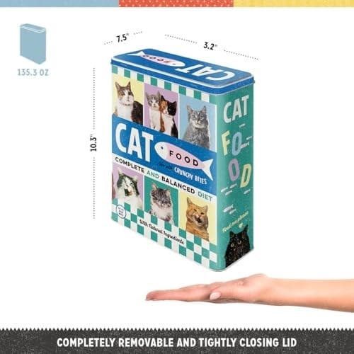 Nostalgic-Art Retro Saklama Kabı XL, 4 l, Cat Food – Kedi Sahipleri için Hediye Fikri, Kuru Gıda Saklama Kutusu, Vintage Tasarım