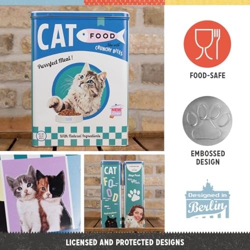 Nostalgic-Art Retro Saklama Kabı XL, 4 l, Cat Food – Kedi Sahipleri için Hediye Fikri, Kuru Gıda Saklama Kutusu, Vintage Tasarım