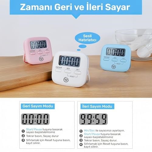 NPO NPT05M Mutfak,Ders,Yemek için 99:59dk Dijital Alarm Kronometre,Pomodoro Öğrenci Motivasyon Saati