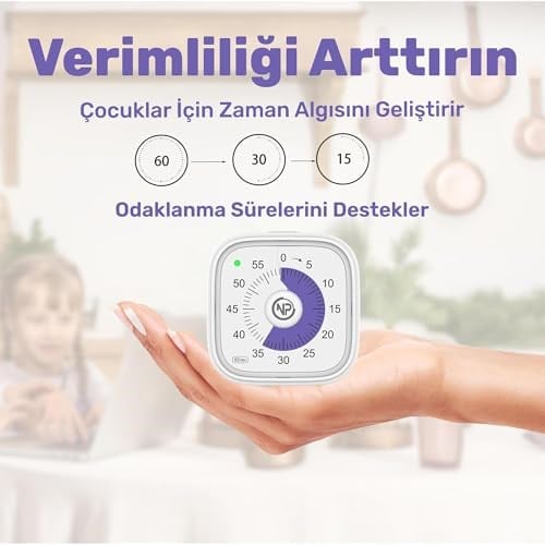 NPO NPT31B Mutfak,Ders,Yemek için 60dk Analog Alarm Zamanlayıcı,Pomodoro Öğrenci Motivasyon Saati