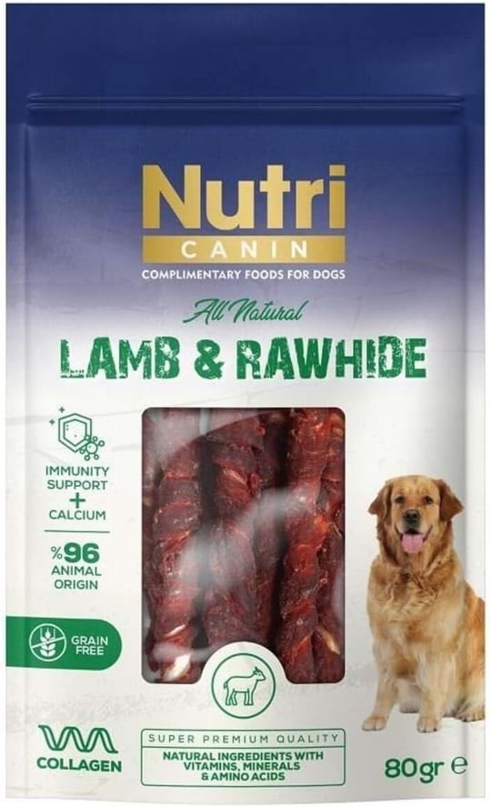 Nutri Canin Kuzu Eti Sarılı Köpek Ödül Kemiği (80 g)