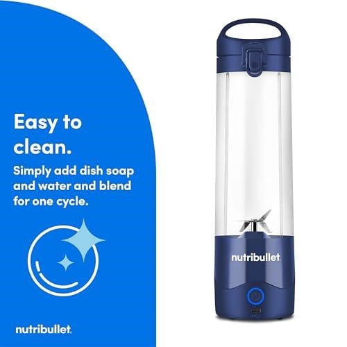 nutribullet Taşınabilir Blender, Kablosuz, 20oz Gemi, Kişisel Blender, USB-C Şarj Edilebilir, Lacivert, NBPB50100NB