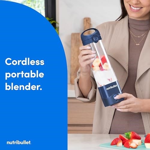 nutribullet Taşınabilir Blender, Kablosuz, 20oz Gemi, Kişisel Blender, USB-C Şarj Edilebilir, Lacivert, NBPB50100NB