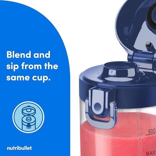 nutribullet Taşınabilir Blender, Kablosuz, 20oz Gemi, Kişisel Blender, USB-C Şarj Edilebilir, Lacivert, NBPB50100NB