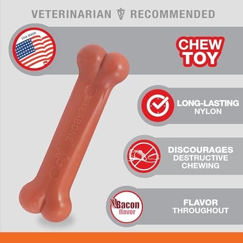 Nylabone Ec Domuz Pastırması Aromalı Köpek Çiğneme Kemiği XS - Seçenekler: Bacon/Bone, Beef Jerky & Chicken, Pastırma ve Biftek, Tavuk...