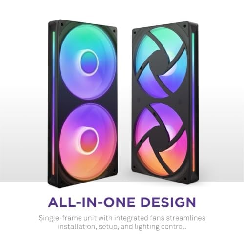 NZXT F240 RGB Çekirdek - 2 x 120mm RGB Fanlı 240mm Tek Çerçeve Fan Ünitesi - Hız ve Aydınlatma Kontrolü - Yüksek Statik Basınç ve  - Seçenekler: 240mm Schwarz, 240mm Weiß, 280mm, Beyaz RGB Çekirdek...
