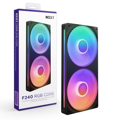 NZXT F240 RGB Çekirdek - 2 x 120mm RGB Fanlı 240mm Tek Çerçeve Fan Ünitesi - Hız ve Aydınlatma Kontrolü - Yüksek Statik Basınç ve  - Seçenekler: 240mm Schwarz, 240mm Weiß, 280mm, Beyaz RGB Çekirdek...