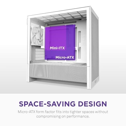 NZXT H3 Flow Micro-ATX PC Kasası, Optimize Edilmiş Hava Akışı, 1x 120mm Arka Fan Dahil, Tam Boyutlu GPU Desteği, 280mm Ön ve 240mm Üst Radyatör, Back-Connect Anakart Uyumluluğu, Beyaz