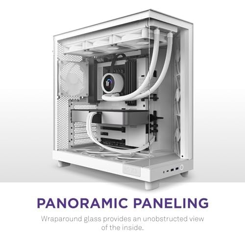 NZXT H6 Flow Orta Kule ATX PC Kasası, Kompakt Çift Odacıklı Tasarım, Panoramik Temperli Cam, Yüksek Hava Akışı, 3x 120mm Fan Dahil, Kablo Yönetimi, Beyaz
