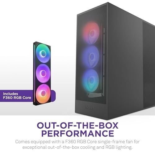 NZXT H7 Flow RGB | fanlı orta kule ATX hava akışı muhafazası | doğrudan GPU soğutma için zeminde fan destekler | 360 mm tek çerçeveli fan | kablo yönetimi | siyah
