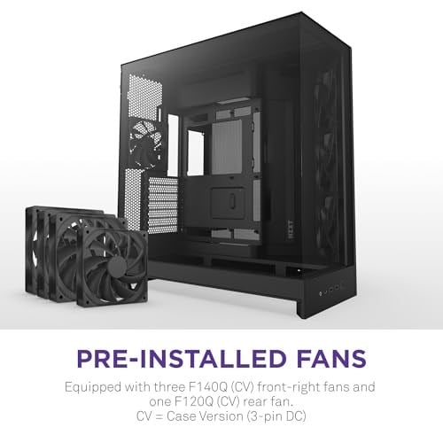 NZXT H9 Flow 2025 Orta Kule ATX PC Kasası, Büyük Çift Odacıklı Tasarım, 3x 140mm + 1x 120mm Fan Dahil, 420mm Radyatör Desteği, Temperli Cam, - Seçenekler: Non RGB Fans, RGB Fans, H9 Akış RGB (2025)...