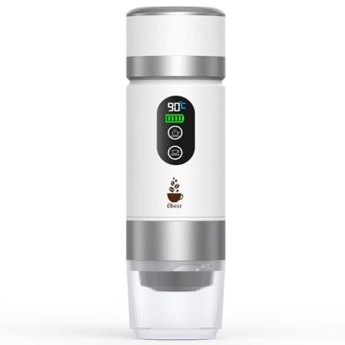 Obıess Taşınabilir Espresso Kahve Makinesi Beyaz Şarjlı Kapsül ve Öğütülmüş Kahve ile Uyumlu V3