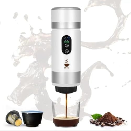 Obıess Taşınabilir Espresso Kahve Makinesi Beyaz Şarjlı Kapsül ve Öğütülmüş Kahve ile Uyumlu V3