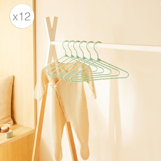 Ocean Home Textile 12li Mint Renk Kumaş Kaplı Metal Bebek Giysi Askısı19.5 X 30 X 0.3 Cm