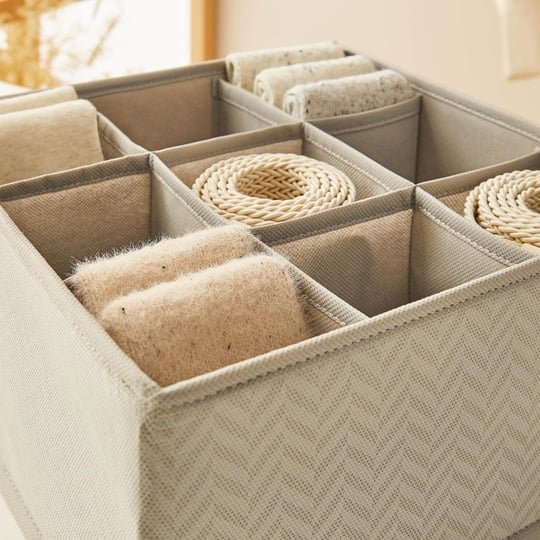 Ocean Home Textile 2li 9 Bölmeli Petek Gri Balıksırtı Çekmece İçi Düzenleyici Kutu Set 28 X 28 X 13 Cm