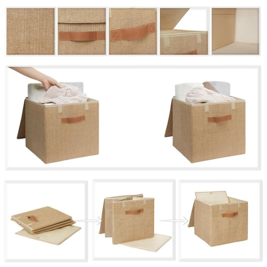 Ocean Home Textile 2li Jüt Kapaklı Kutu Set 30x30x30 Cm