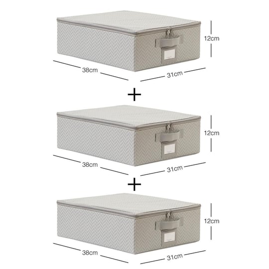 Ocean Home Textile 3lü Küçük Boy Gri Balıksırtı Destekli Hurç Set 31 X 38 X 12 Cm