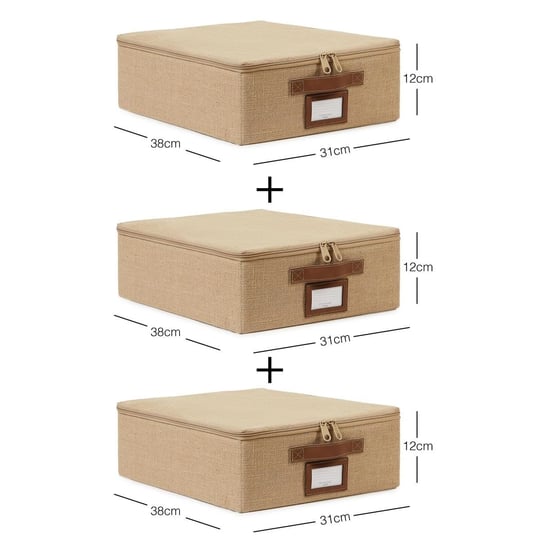 Ocean Home Textile 3lü Küçük Boy Jüt Destekli Hurç Set 31 X 38 X 12 Cm