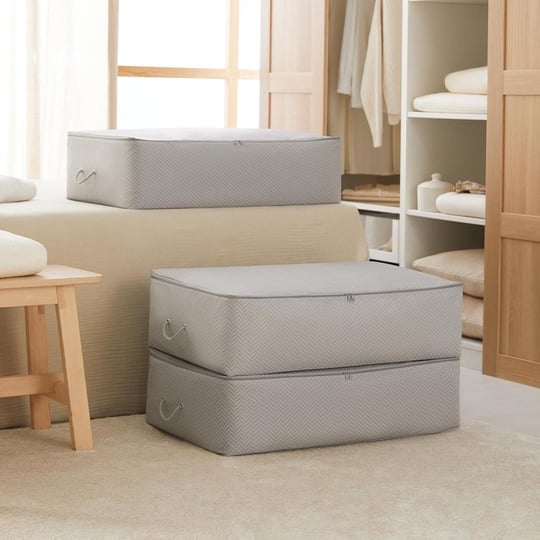 Ocean Home Textile 3lü Mega Boy Gri Balıksırtı Baza Altı Hurç Set 74 X 46 X 22 Cm