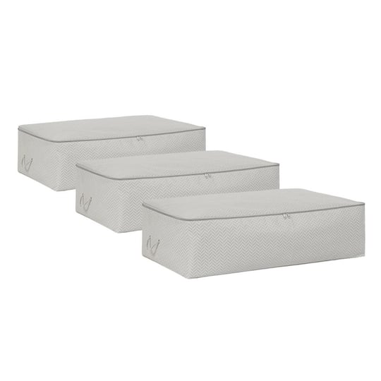 Ocean Home Textile 3lü Mega Boy Gri Balıksırtı Baza Altı Hurç Set 74 X 46 X 22 Cm