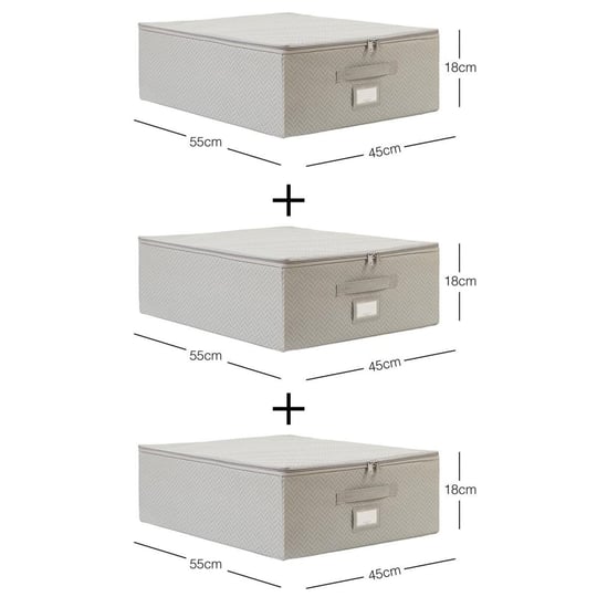 Ocean Home Textile 3lü Orta Boy Gri Balıksırtı Destekli Hurç Set 45 X 55 X 18 Cm