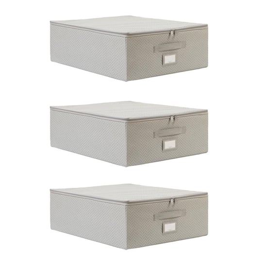 Ocean Home Textile 3lü Orta Boy Gri Balıksırtı Destekli Hurç Set 45 X 55 X 18 Cm