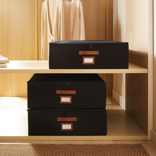 Ocean Home Textile 3lü Siyah Renk Jüt Destekli Kutu Hurç Set 55 X 70 X 18 Cm