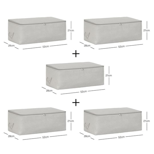 Ocean Home Textile 5li Orta Boy Gri Balıksırtı Hurç Set 52 X 28 X 21 Cm