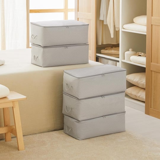 Ocean Home Textile 5li Orta Boy Gri Balıksırtı Hurç Set 52 X 28 X 21 Cm