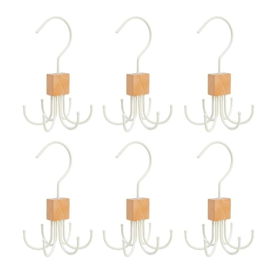 Ocean Home Textile 6lı 6 Kancalı Mat Beyaz Renk Kauçuk Kaplamalı Metal Çok Amaçlı Askı 14 X 7 Cm