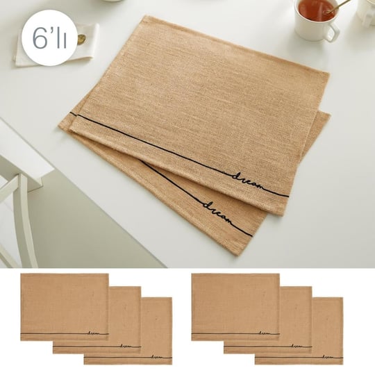 Ocean Home Textile 6lı Dream Jüt Amerikan Servis Seti 45 X 35 Cm